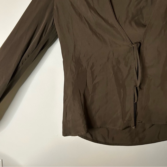 Aritzia Babaton Lovett Tie Front Plunge Blouse - Picture 6 of 8